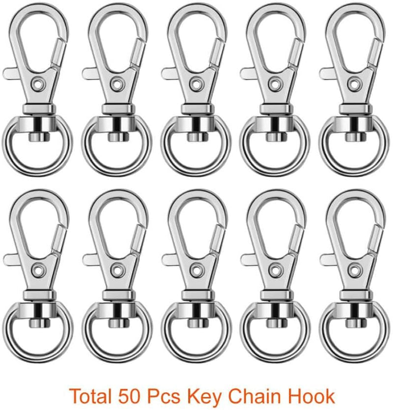 100 Pcs Metal Swivel Lanyard Snap Hook with Key Rings (Silver)
