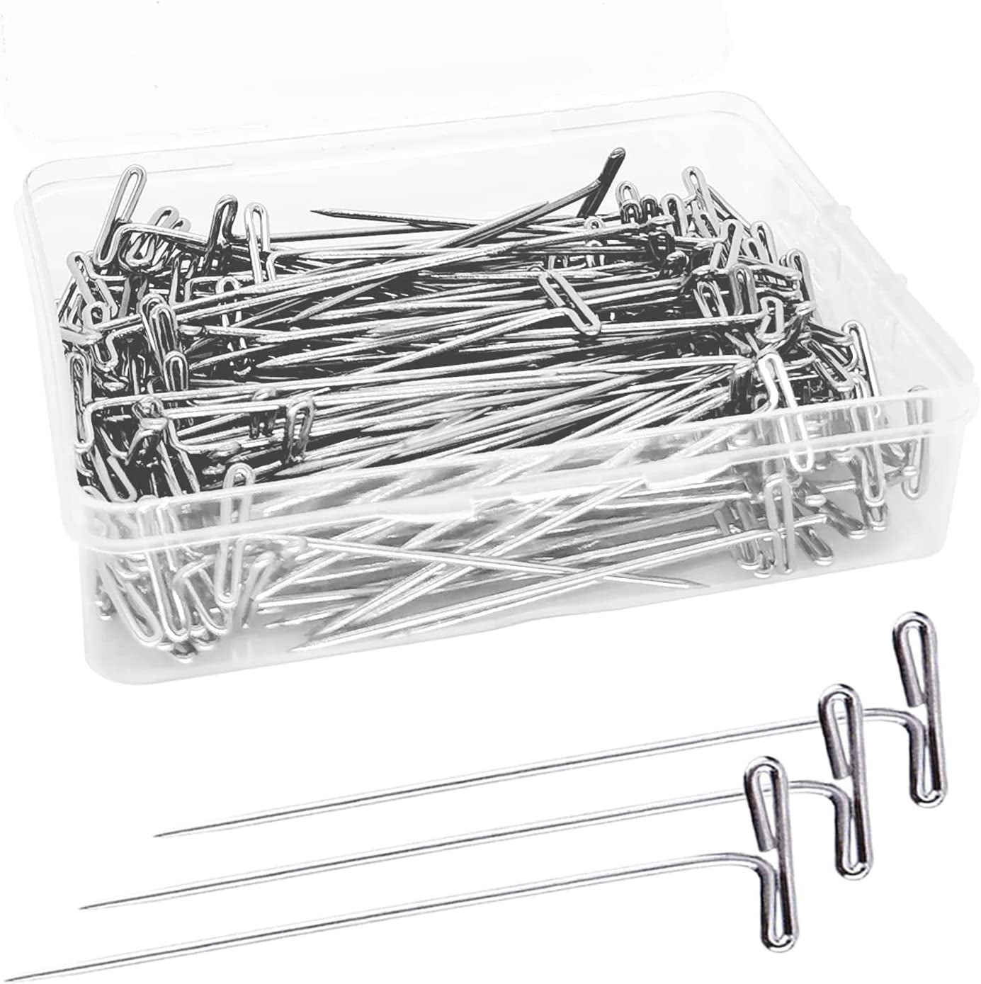 200Pcs T Pins, 2 Inch Sewing Pins, Stainless Steel Wig Pins for Wigs, T-Pins for Foam Head, Long Straight Pins for Sewing, Craft, Quilting and Blocking Knitting, Office, Decoration by