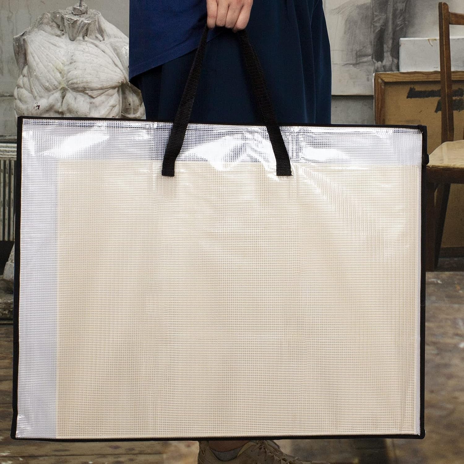 19X25 Art Portfolio Bag, 3 Packs Artist Supply Organizer with Handle, Zippered Storage Folder for Artwork, Poster, Scrapbook, Keepsake and Bulletin Board