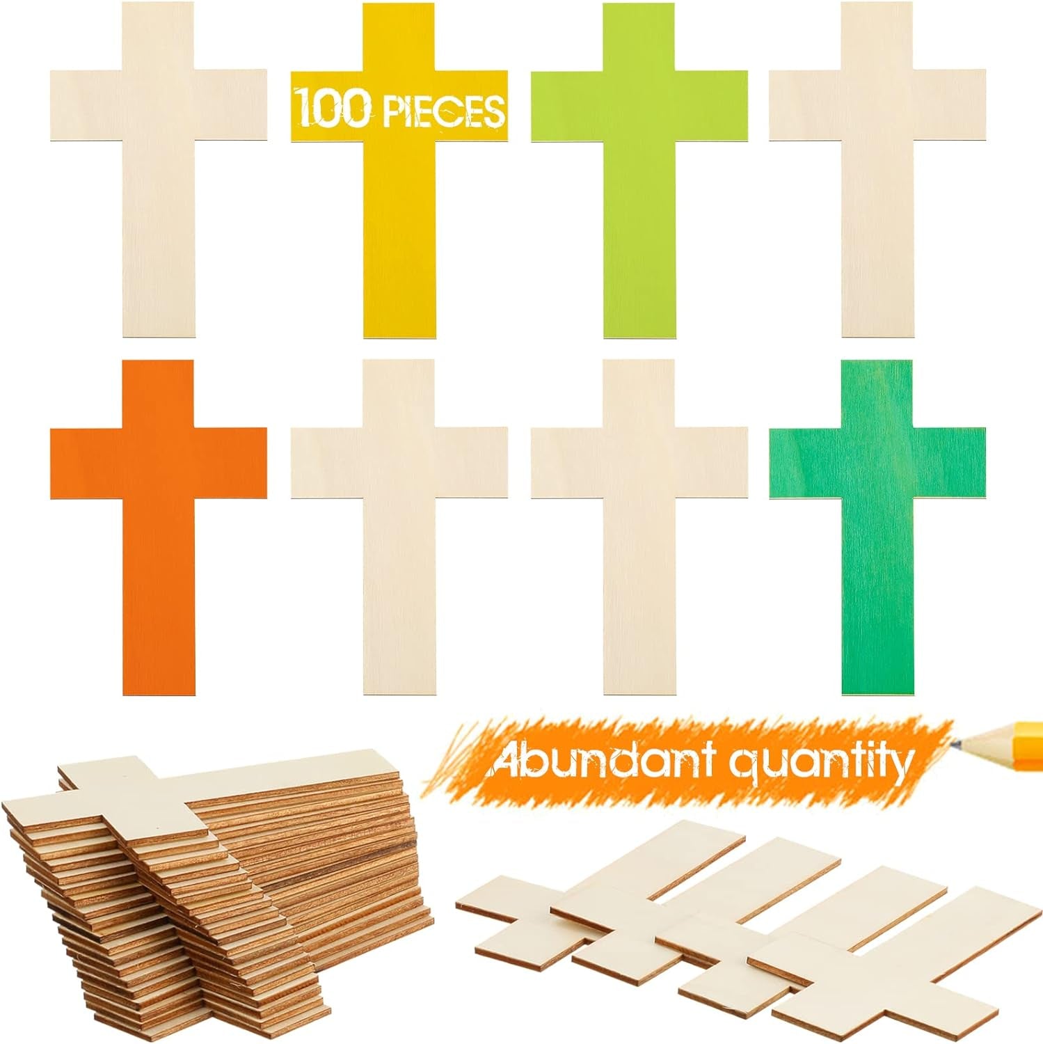100 Pack Blank Wooden Cross Unfinished Cross Shaped Wood Cutouts for Crafts Wood Cross for DIY Projects Sunday School Church Home Decoration Ornaments, 11 X 7 Cm/ 4.3 X 2.8 Inches