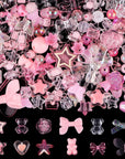 150PCS Acrylic Pastel Beads for Jewelry Making,  Colorful Bow Butterfly Flower Kawaii Plastic Candy Heart Cute Macaroon Aesthetic Beads for Bracelet Necklace DIY Supplies (Pink)