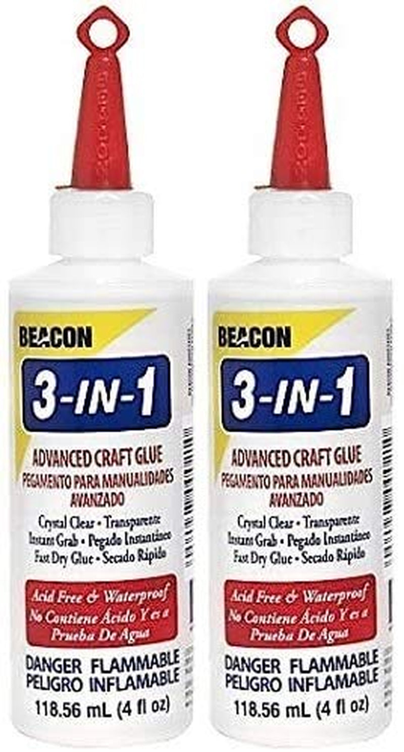 Beacon 3-In-1 Advanced Crafting Glue, 4-Ounce, 2-Pack