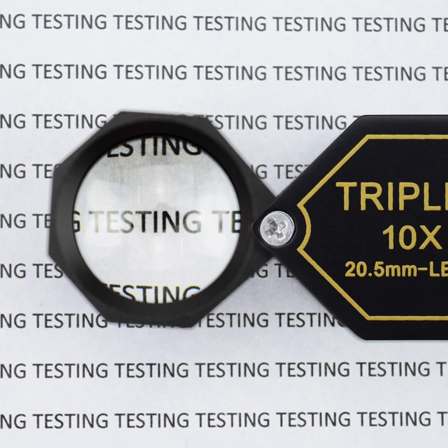 10X Magnifier Jewelry Loupe 20.5Mm Triplet Lens Optical Glass Pocket Gem Magnifying Tool for Jeweler, Stamp Philatelist, Coin Numismatic, Achromatic Black Hexagonal Design Kit Set