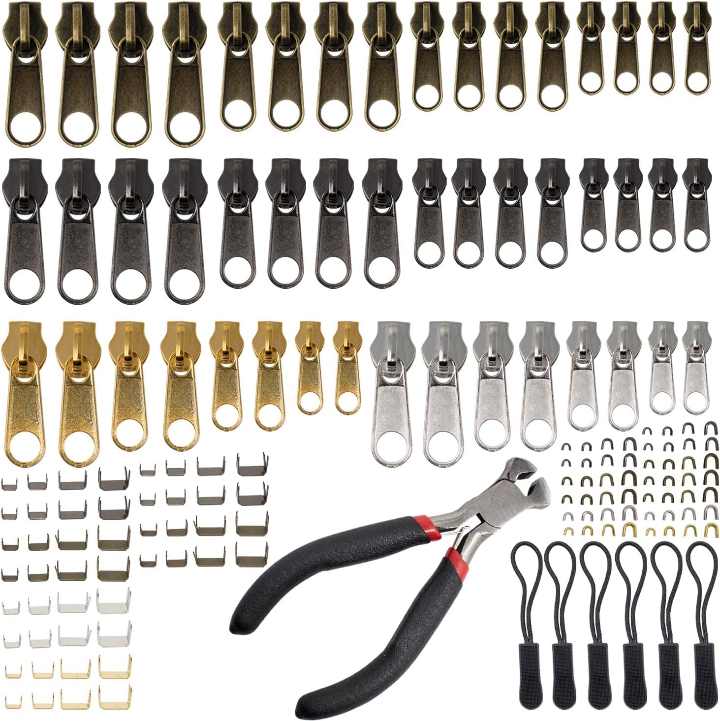 Zipper Repair Kit [197Pcs]: Kit Incl Zippers Slider, Zipper Pull Replacement & Zipper Stop. Great Zipper Fix for Jacket Zipper Replacement Slider.