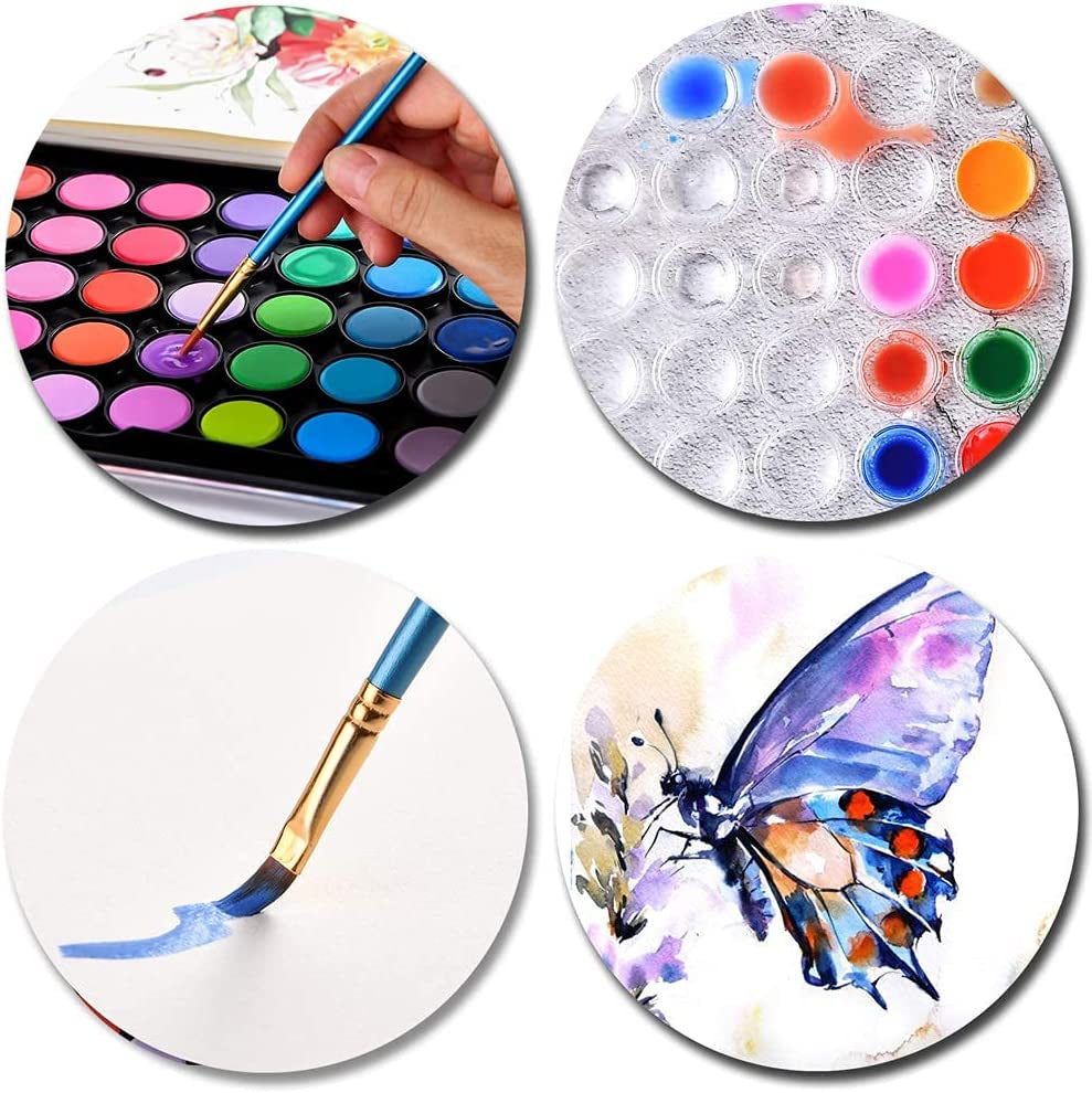 Upgraded 48 Colors Washable Watercolor Paint Set with 3 Brushes and Palette, Non-Toxic Paints Sets for Kids, Adults, Beginners Artists, Make Your Painting Talk…