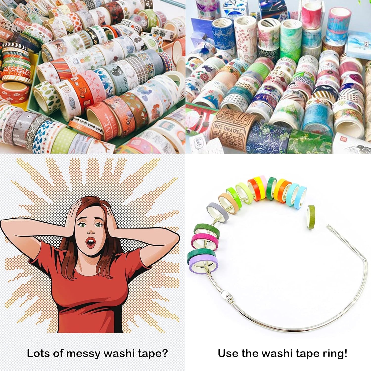 3 Pack Washi Tape Organizer Washi Tape Storage Ring (8 Inches)