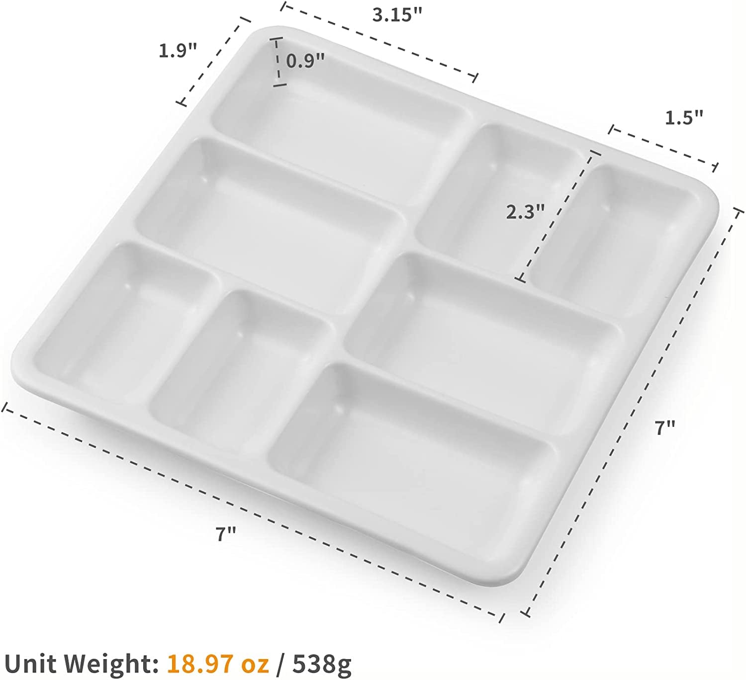 8-Well Ceramic Artist Paint Palette, Square Porcelain Watercolor Palette, White Ceramic Mixing Tray for Gouache Painting, Oil Painting, Acrylic Painting &amp; Tempera Painting, 7"× 7"× 0.9"