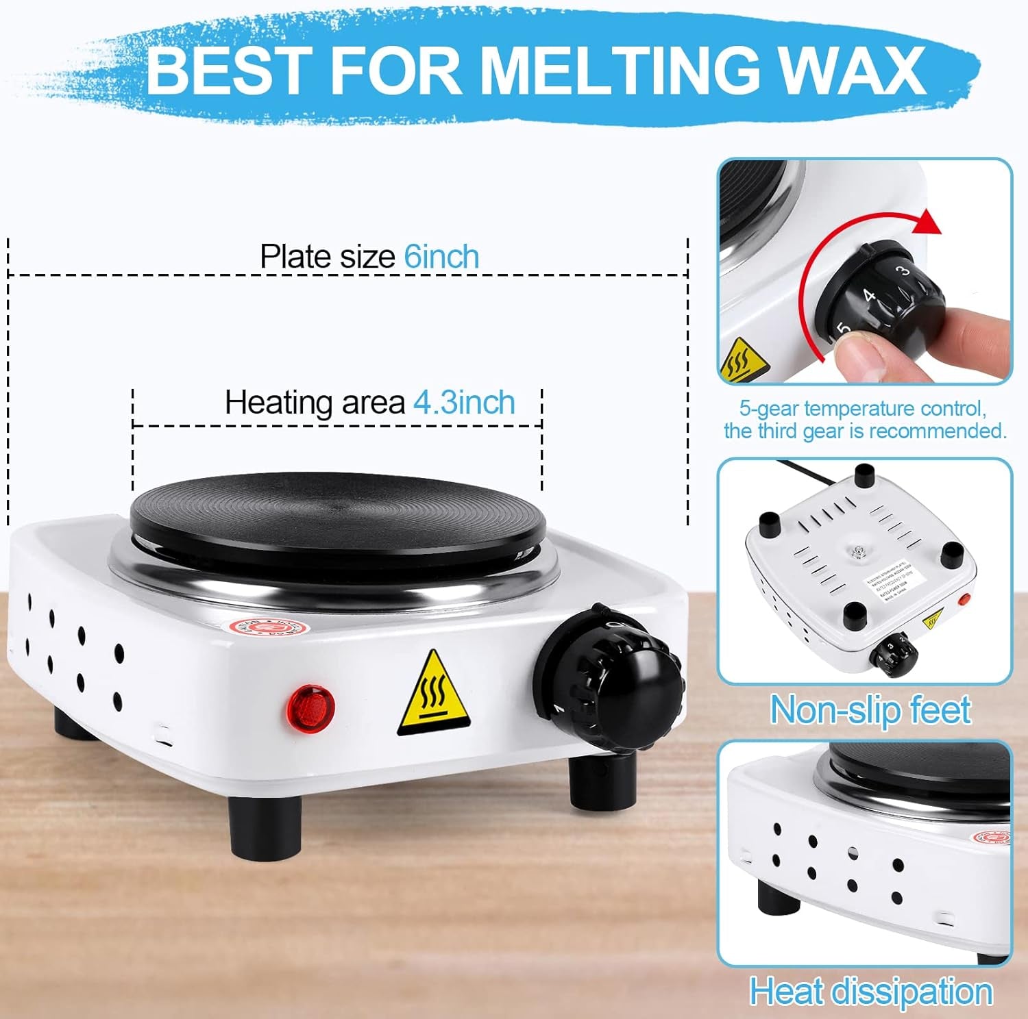 Hot Plate for Candle Making, White Color Electric Hot Plate for Melting Wax, Chocolate, Candy and More