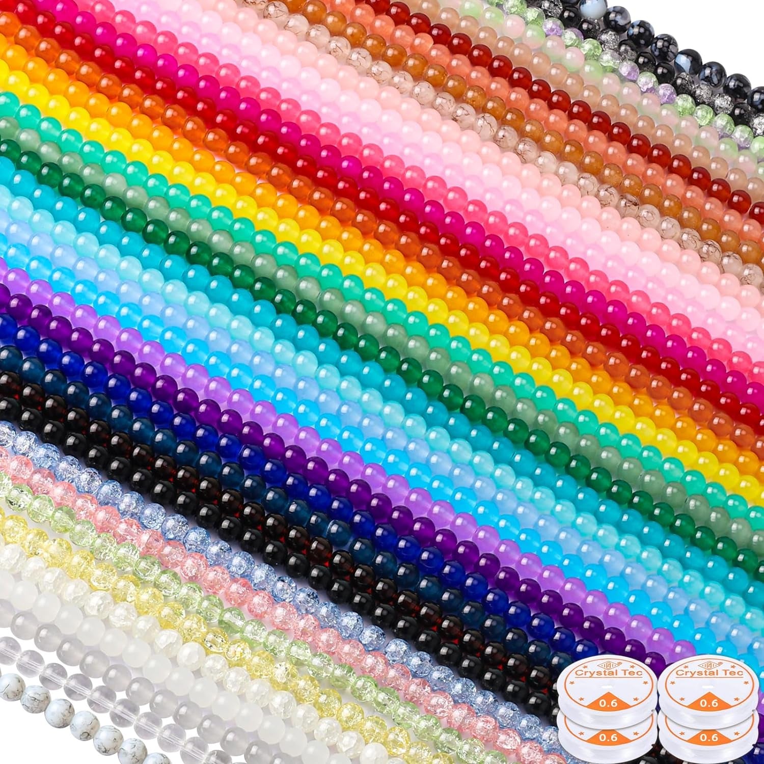 1400Pcs 30 Color Glass Beads for Jewelry Making, 8Mm round Crystal Glass Bracelets Making Kit Suitable for Beginner Bracelet Making