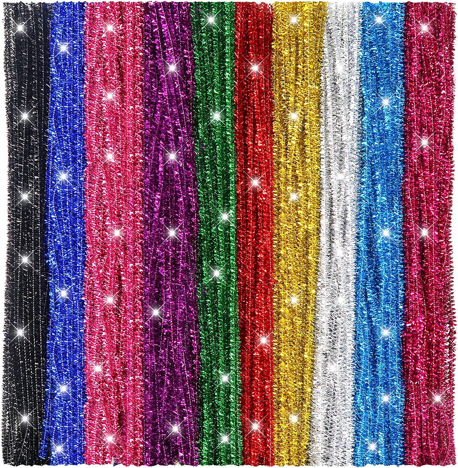 400Pcs Glitter Pipe Cleaners 10 Colors Metallic Pipe Cleaners Craft Supplies 6Mm X 12 Inch Chenille Stems Pipe Cleaners for Art DIY Crafts Decorations