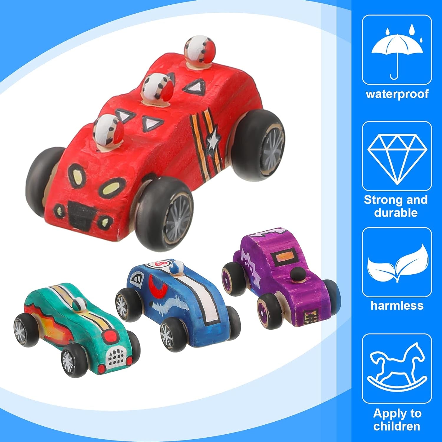 24 Pieces Wood DIY Car Toys Unfinished Wooden Cars Unfinished DIY Car Crafts for Students Home Activities Easy Woodworking and Family Time Set