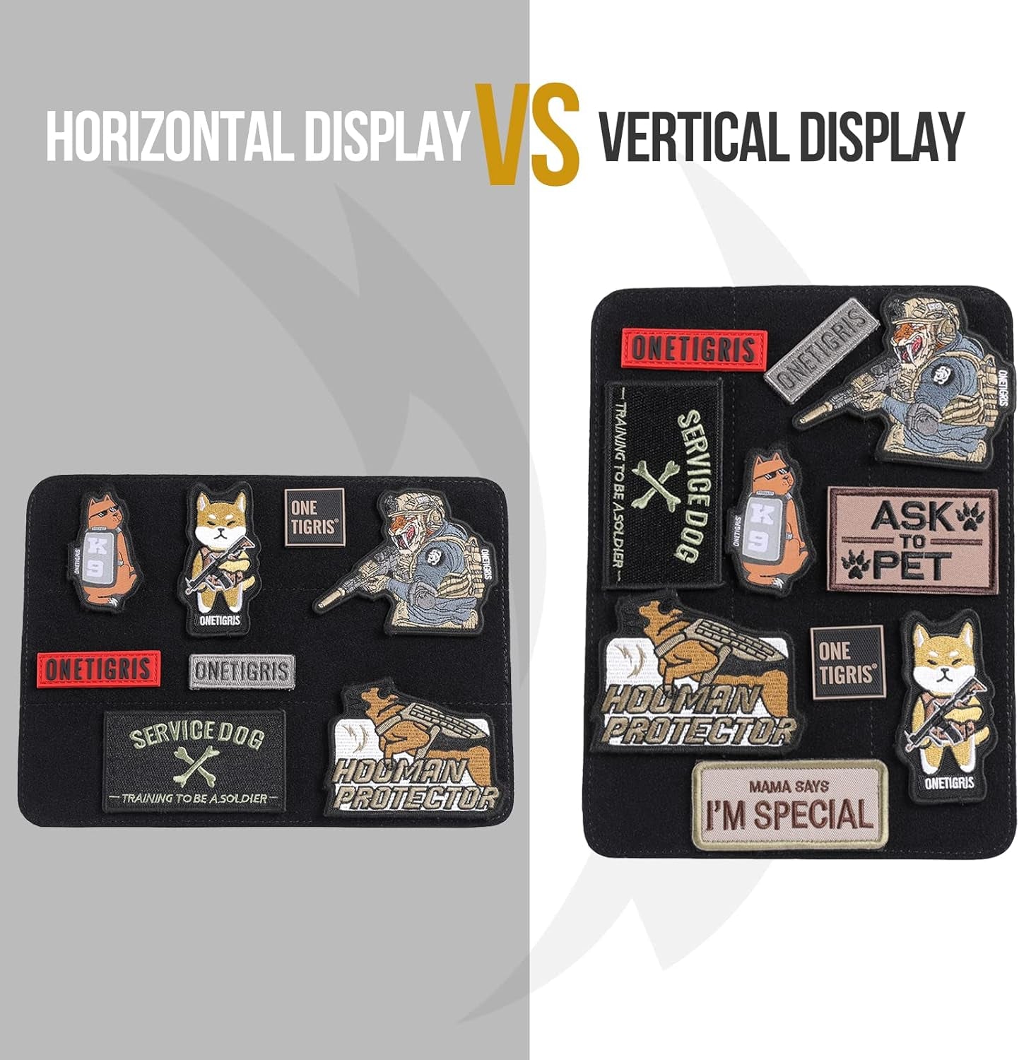 Patch Board, Tactical Patches Display Panel Stand Holder Organizer with Loop Surface for Hook &amp; Loop Patch, Morale Patch, Military Patch Collections(No Patches Included) - Black