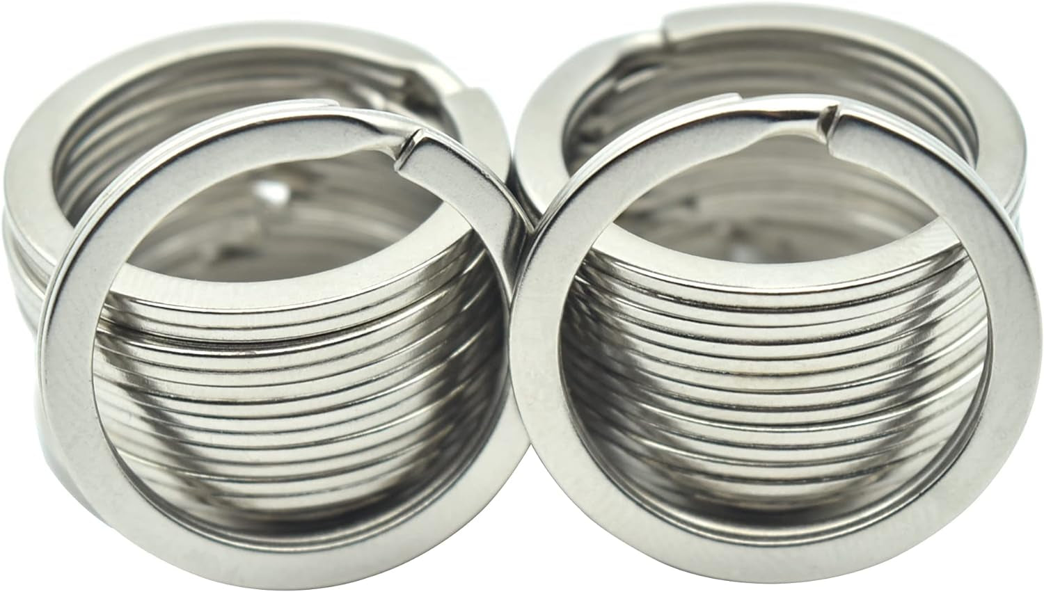 20 Pack Key Ring Keychain 1 Inch 25Mm Diameter Metal Flat Split Key Chains Rings for Home Car Dog Tag Office Lanyards Keys Attachment Black