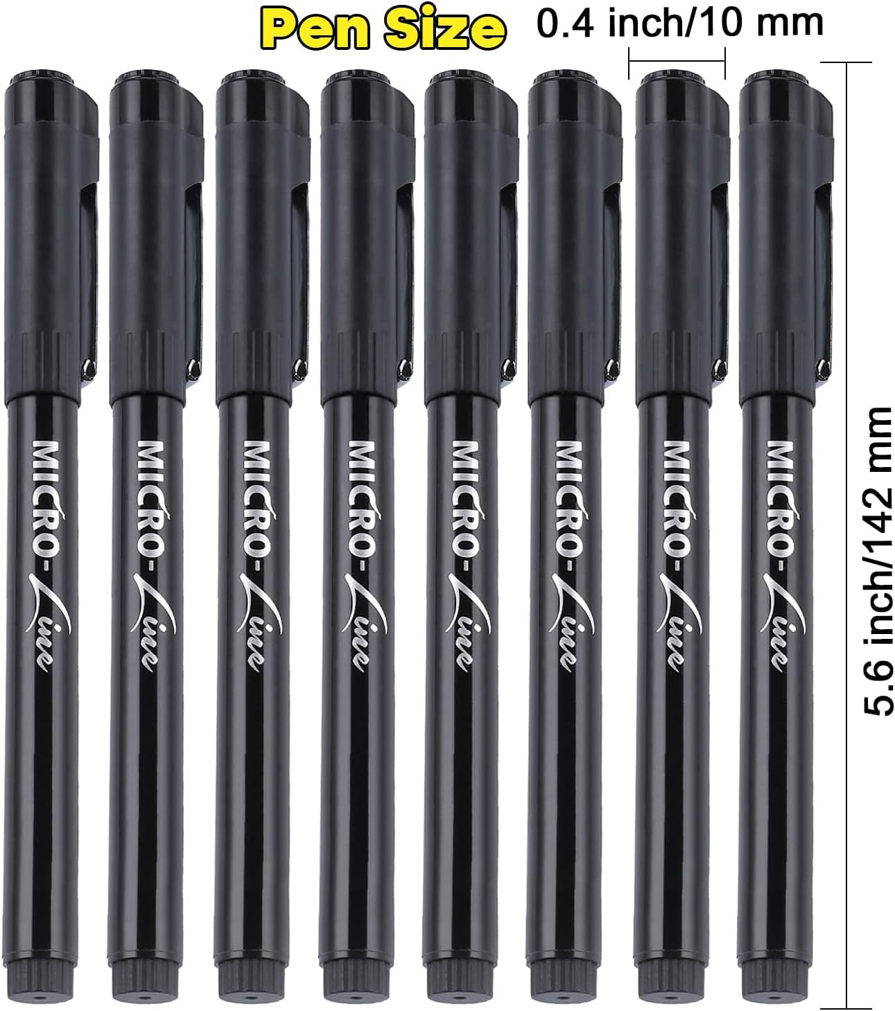 Hand Lettering Pens, Calligraphy Brush Pens Art Markers for Beginners Writing, Sketching, Drawing, Illustration, Scrapbooking, Journaling, Black Ink Pen Set, 8 Sizes