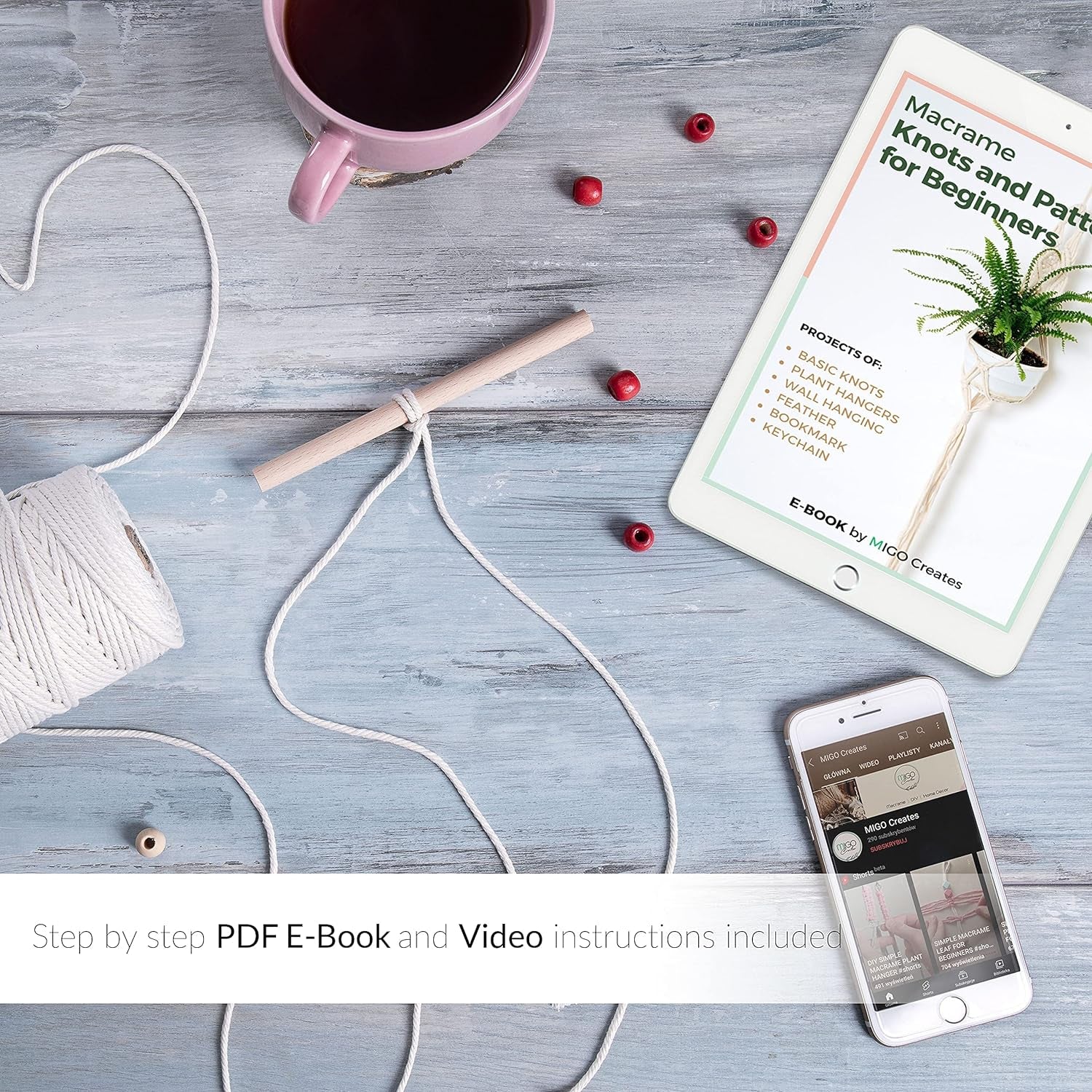 Macrame Kits for Adults Beginners with 126 Macrame Supplies and 7 Projects E-Book: DIY Macrame Kit with 165 Yards Macrame Cord and Craft Supplies & Materials to Start Macrame!