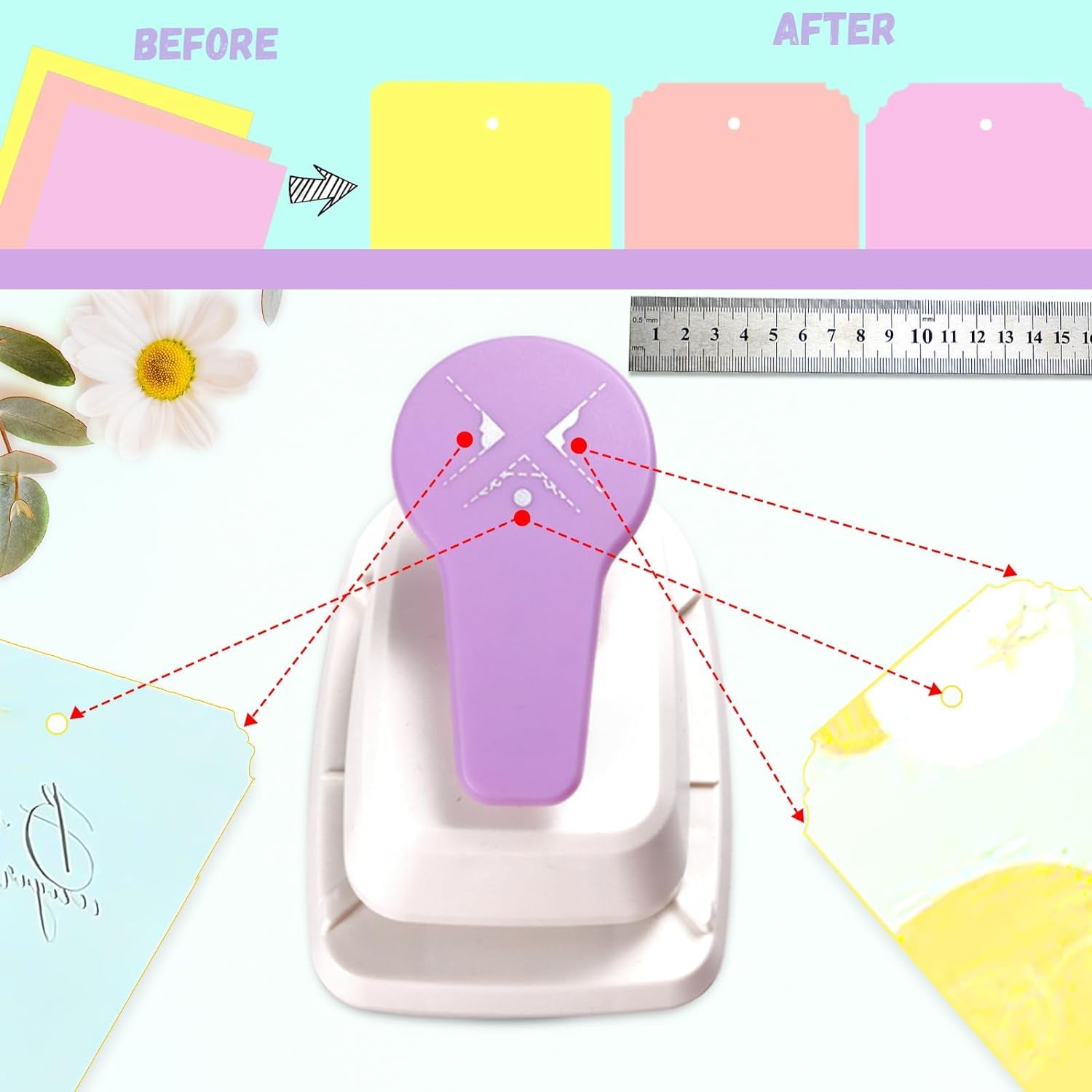 Tag Punch, 3 in 1 Craft Tag Punch, Tag Punches for Paper Crafts, Tag Hole Punch, Gift Tag Paper Punches, Anysize Punch, Tag Maker Punch, Craft Puncher for DIY Projects Card Making