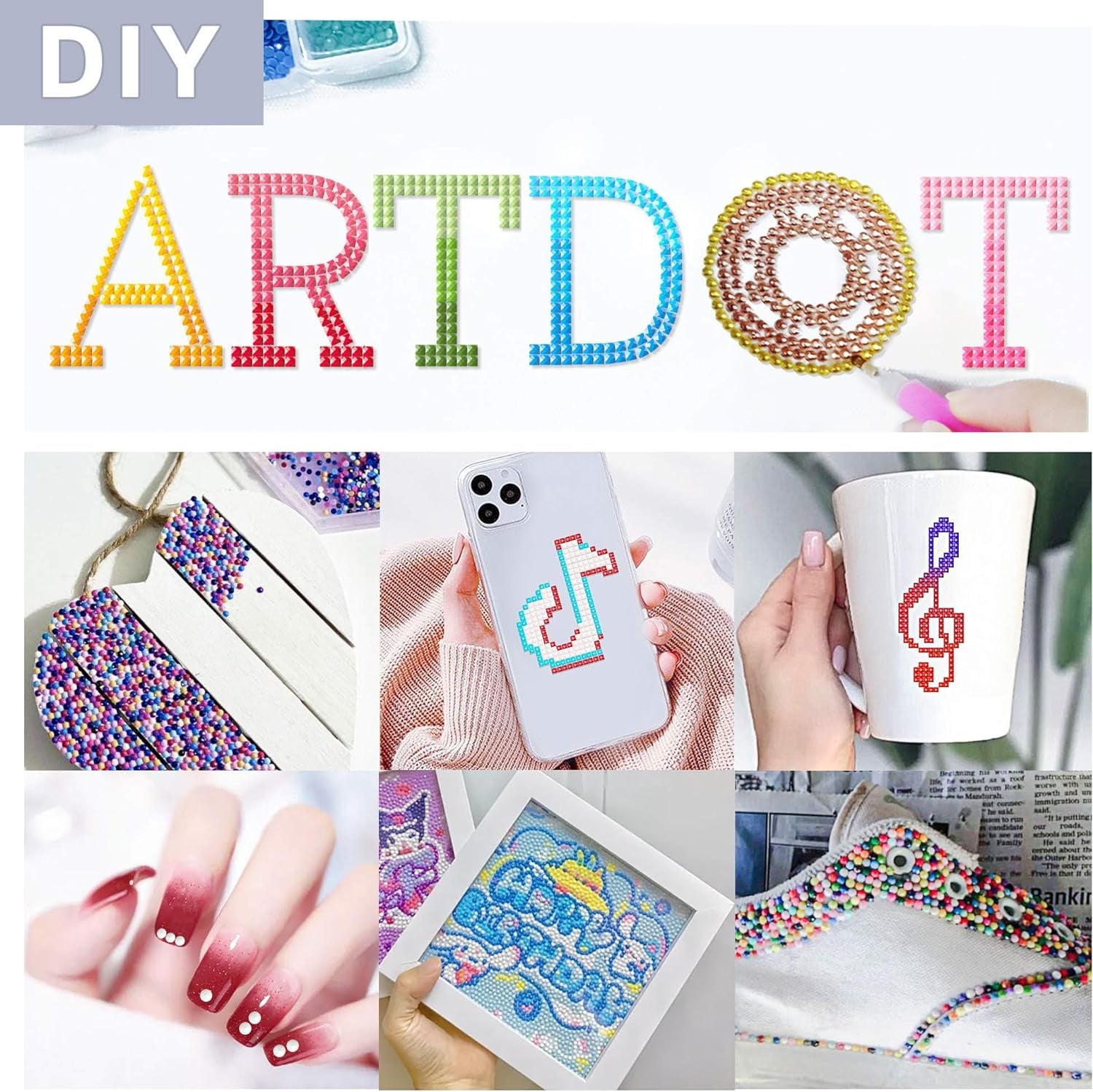 Beads for Diamond Painting Kit, 89000 Pieces 445 Colors Drills Sparkle Diamonds for Nails Diamond Art Crafts (Square Beads 200 Pcs per Bag)