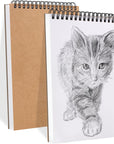 2 Pack Sketch Book, 5.8” X 8.3” Small Sketch Pad,100Gsm/68Lb Sketchbook for Drawing, A5 Drawing Paper, Thick Small Drawing Notebook for Painting Beginner, Artist (50 Sheets/Pack)