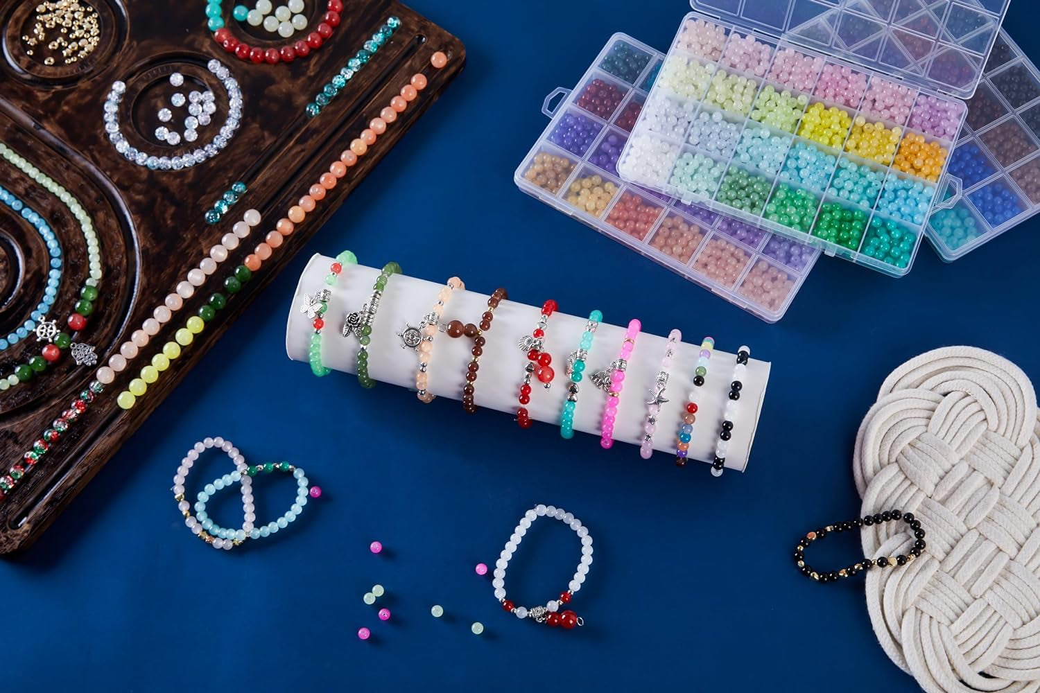 72 Colors 6Mm Glass Beads for Jewelry Making,3000Pcs+ round Crystal Glass Beads Bracelet Making Kit with Accessories, Bead Starter Kit Crafts Gifts Set Suitable for Teen Adults