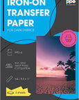 Iron on Transfer Paper for Dark Fabric Compatible with Inkjet Printer, 8.5 X 11 Printable T Shirt Heat Transfer Papers, Custom Print Photo, Durable, Flexible & Machine Washable (5 Sheets)