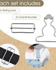 2 Pairs Metal Overall Buckles Suspender Buckle with Rectangle Adjustable Overall Bib Clips Replacement No-Sew Button