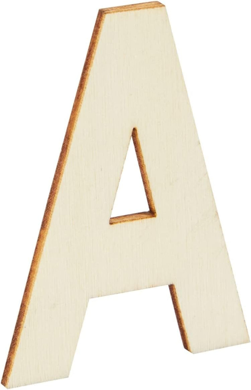2-Inch Wooden Alphabet Letters for Arts and Crafts, 4 Sets Uppercase Abcs with Sorting Tray, Sign Letters for Adults, Natural Color (104 Pieces)