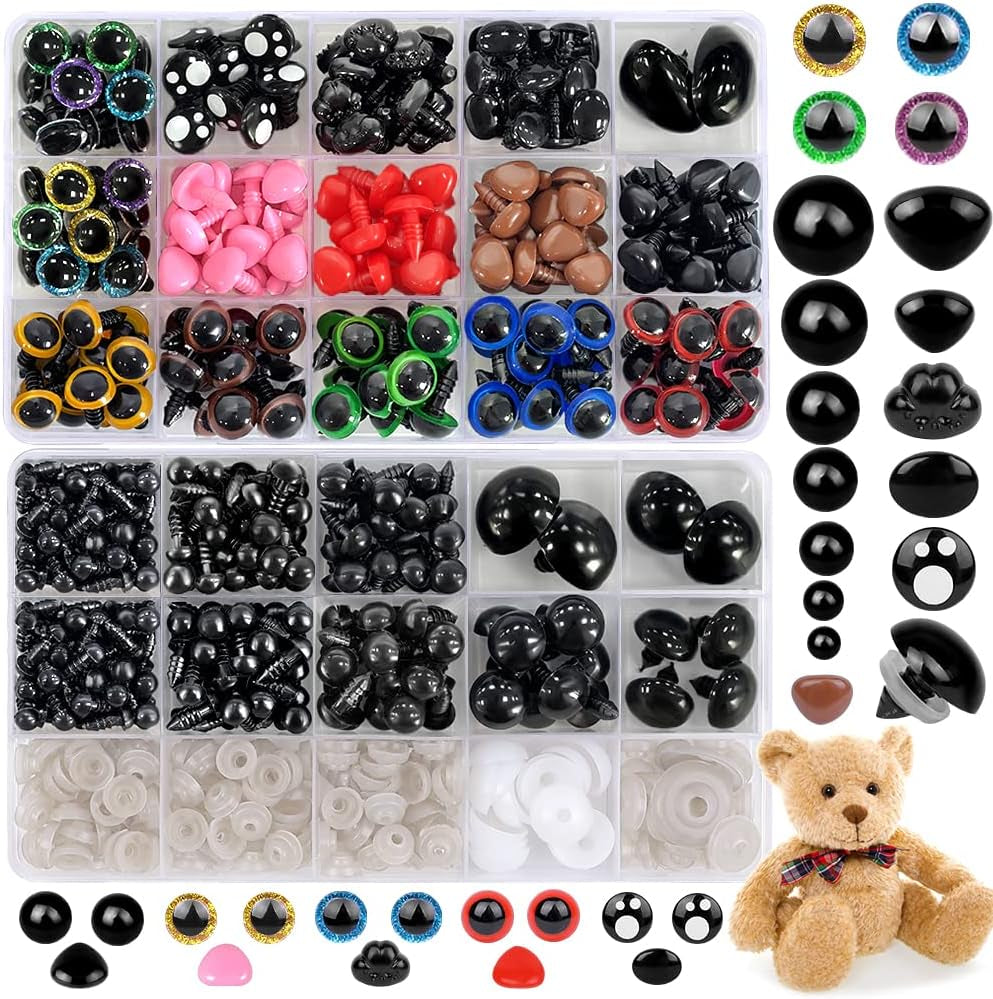 748PCS Safety Eyes for Crochet,6-22Mm Black White Eyes Noses with Washers Stuffed Animals Amigurumi Craft Doll Making Teddy Bear Toy Brand