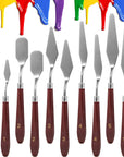 10PCS Palette Knife, Stainless Steel Painting Knife Set, Flexible Spatula Pallet Knife, Metal Artist Knives, Oil Painting Accessories Color Mixing Scraper for Oil, Canvas, Acrylic Painting by