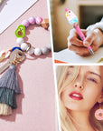 Silicone Focal Beads for Pens Characters Silicone Accessory Kit 18 Pcs Colorful round Silicone Beads for Keychain Making Bracelet Necklace Handmade Crafts (Food)