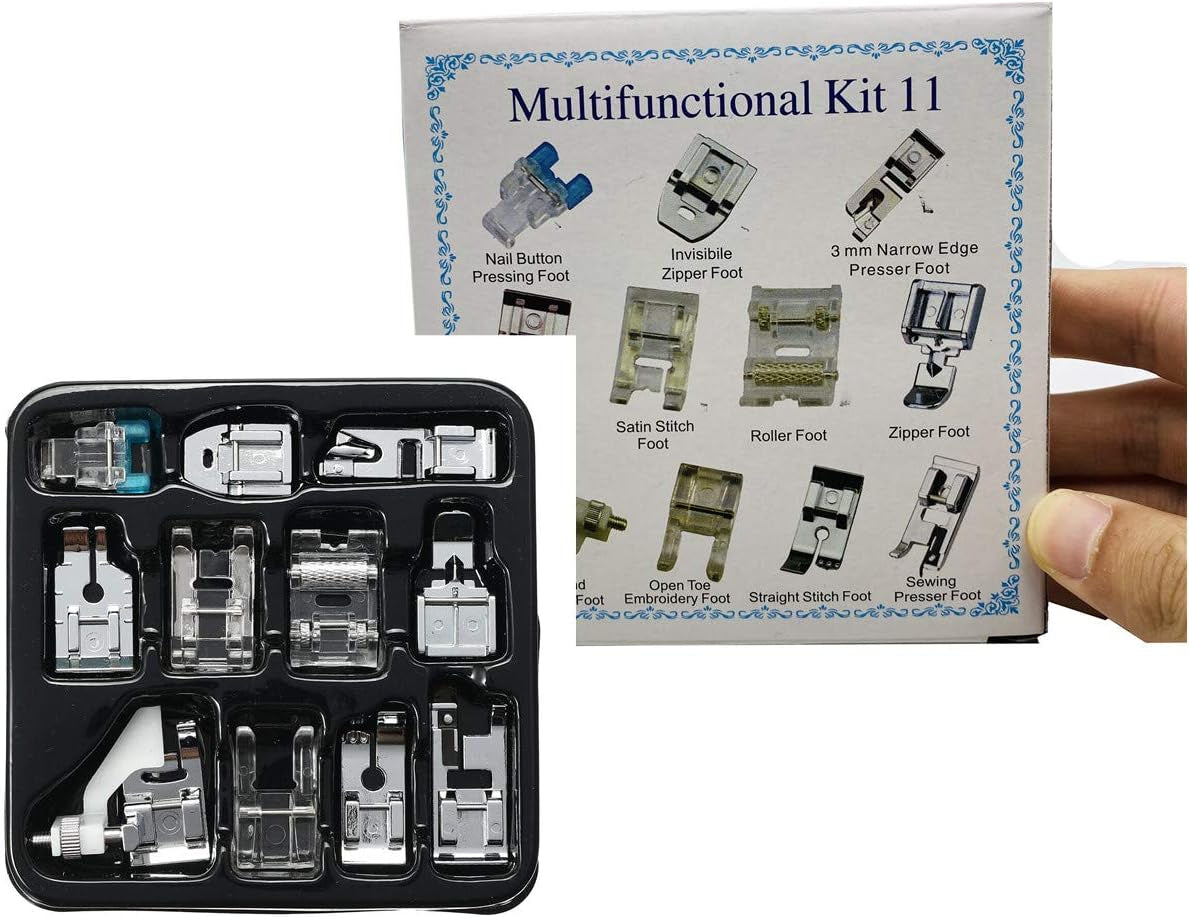 Presser Feet Set 11Pcs Snap on Sewing Machine Foot for Brother Singer Janome Babylock Kenmore Low Shank Sewing Machine Use