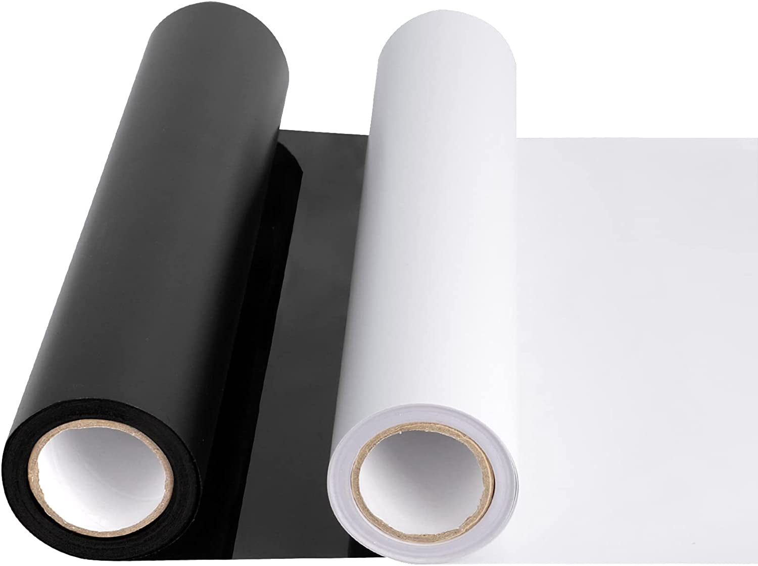HTV Black and White Heat Transfer Vinyl Rolls, 12" X 20Ft HTV Iron on Vinyl for Shirts, Black & White Vinyl for Cricut, Cameo, Heat Press Machines (2 Rolls 12 Inches X 10 Feet Each)