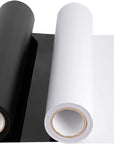 HTV Black and White Heat Transfer Vinyl Rolls, 12" X 20Ft HTV Iron on Vinyl for Shirts, Black & White Vinyl for Cricut, Cameo, Heat Press Machines (2 Rolls 12 Inches X 10 Feet Each)