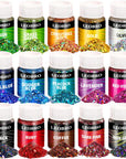 Holographic Chunky Glitter, 15 Colors Glitter, Craft Glitter for Resin, Nail Glitter, Festival Cosmetic Hair Face Body Glitter, Glitter Flakes Sequins for Epoxy Resin Tumbler DIY Arts Crafts