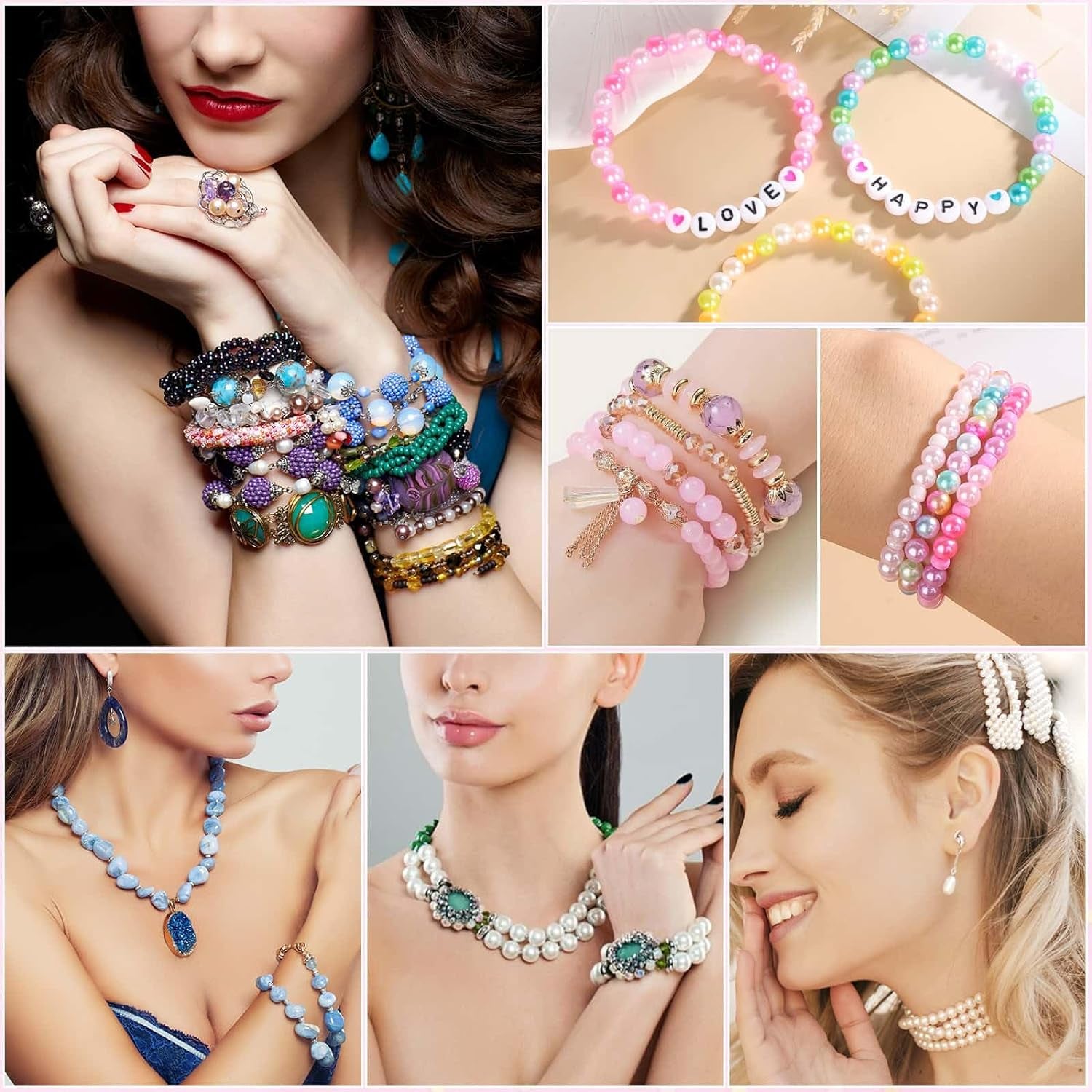 Elastic String Fixing Coating with 1Mm Bracelet String Cord Stretchy String Beading Thread for Clay Beads Friendship Bracelet Jewelry Making and Bracelet Making