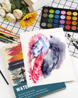 Watercolor Paper Pad 9X12 Inch, 140 Lb (300Gsm) 72 Sheets (2 Packs), Textured Painting Paper, Glued Binding - Ideal for Art, Drawing, Mixed Media, Artists, Students, Kids