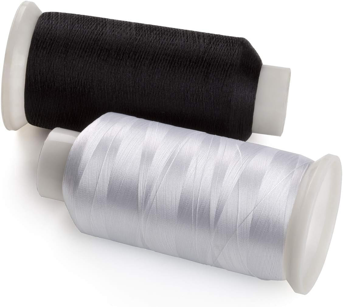 2 Bobbin Thread for Sewing and Embroidery Machine 1 Black and 1 White 5500 Yards Each - 60WT Polyester Bobbin Fill Thread Bottom Threads