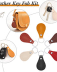30 Pcs Leather Key Fob Kit for DIY Craft, PU Leather Key Fobs Blanks with Rivets and Key Rings for Laser Engraving Keychain Making Leather Working (Multi Colors)