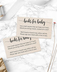 Books for Baby Cards (Set of 50) 3.5 X 2 Baby Shower Insert for Invitations, Business Card Size, Book Instead of Card Request Gift, Small Rustic Kraft Tan - Made in USA