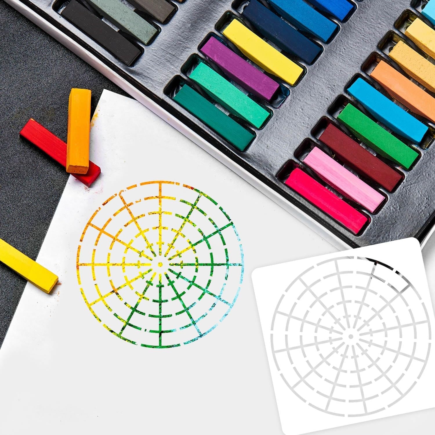 15 Pieces Mandala Dot Painting Tool Stencils Set, 8/12/16 Segment 3/4/5/6/8 Inches Reusable Mandala Stencil Template for Rock Wood Canvas DIY Painting Art Projects