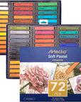 72Pcs Soft Pastels, 70 Colors Including 4 Fluorescent Colors, Extra Free Black & White, Square Chalk for Drawing, Blending, Layering, Shading, Pastels Art Supplies