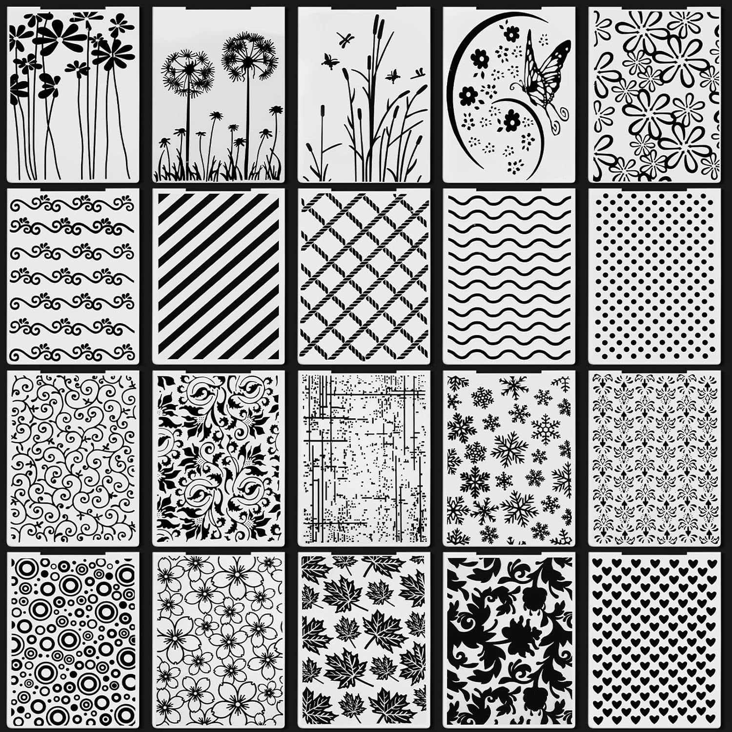 20 Pcs Embossing Folders for Card Making Embossing Machine Template DIY Plastic Embossing Stencil Paper Card Decorating Mold for Scrapbook Photo Album DIY Craft, 5.8 X 3.9 Inch(Vintage)