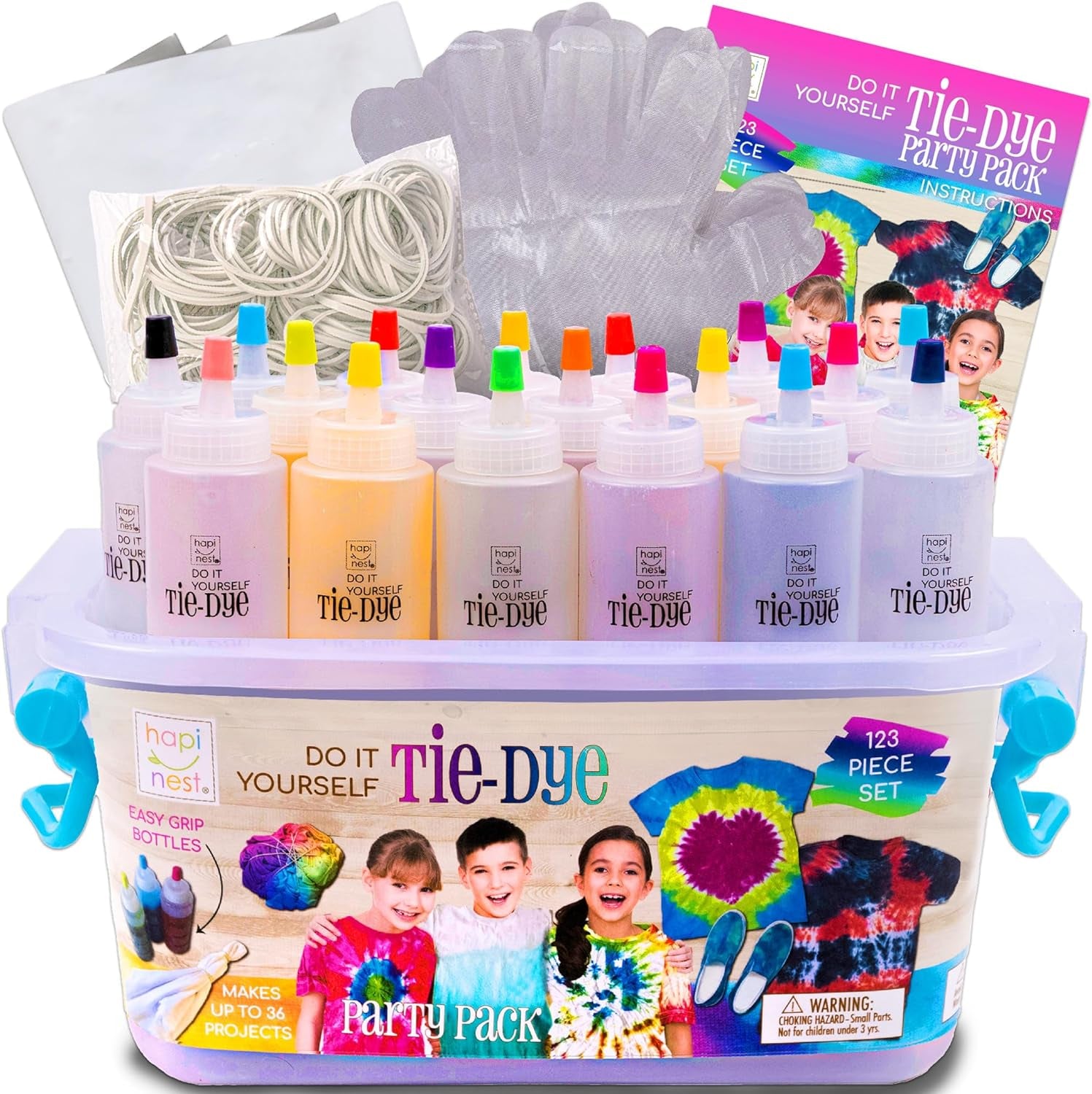 Tie Dye Kit for Kids Age 8-12 & up Girls Boys Teens, Clothing Shirt Fabric Dye Arts and Crafts Gifts Party Supplies, Kids Tie Dye Kit for Large Group, 18 Pre-Filled Bottles W/14 Colors