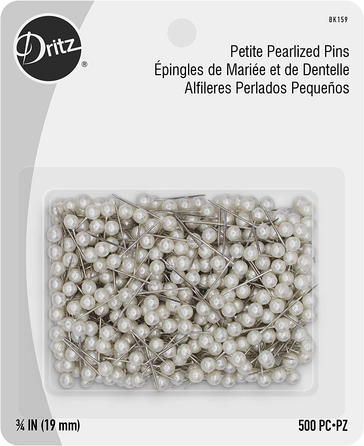 Petite Pearlized Size 12 3/4In White Pearl Heads Pins-Straight