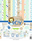 Baby Boy Collection Kit Paper, Blue, Green, Mint, Yellow 12-X-12-Inch