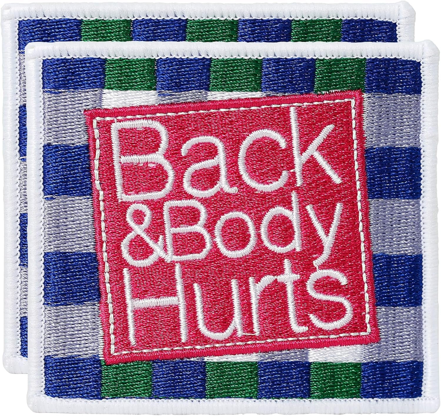 2 Pcs Back and Body Hurts Patches, Funny Morale Patch for Blue Collar Worker Builder, Embroidered Tactical Patch for Backpacks, Hard Hats, Dog Harnesses, Vests, Bags