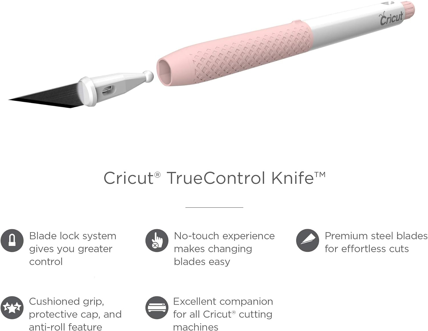 Truecontrol Knife Kit - for Use as a Precision Knife, Craft Knife, Carving Knife and Hobby Knife - for Art, Scrapbooking, Stencils, and DIY Projects - Comes with 5 Spare Blades - [Rose]