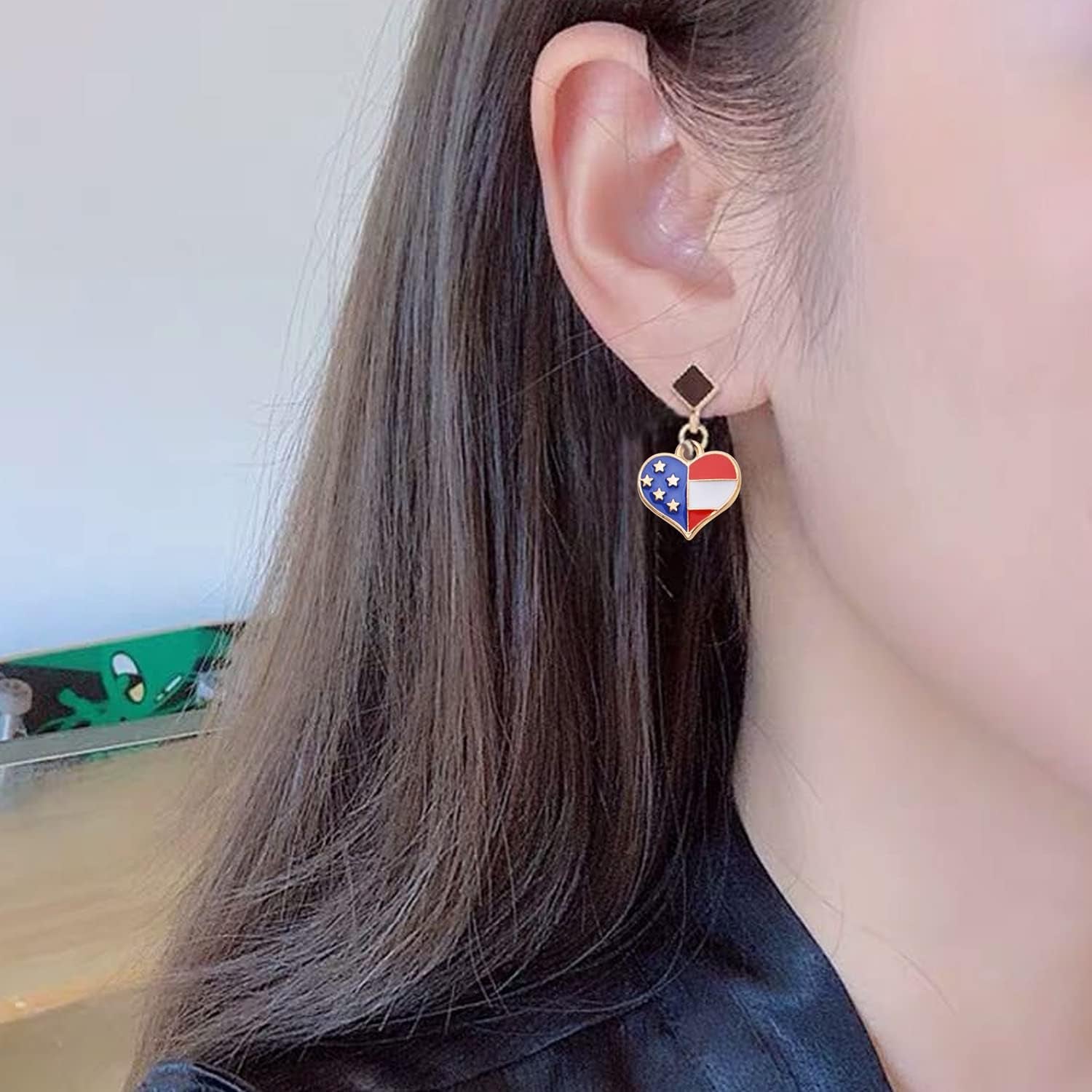 30Pcs American Flag Charms Pendant Flag Heart Star Shape Charms Patriotic Enamel Charms Craft Supplies for DIY Jewelry Making Findings Accessory