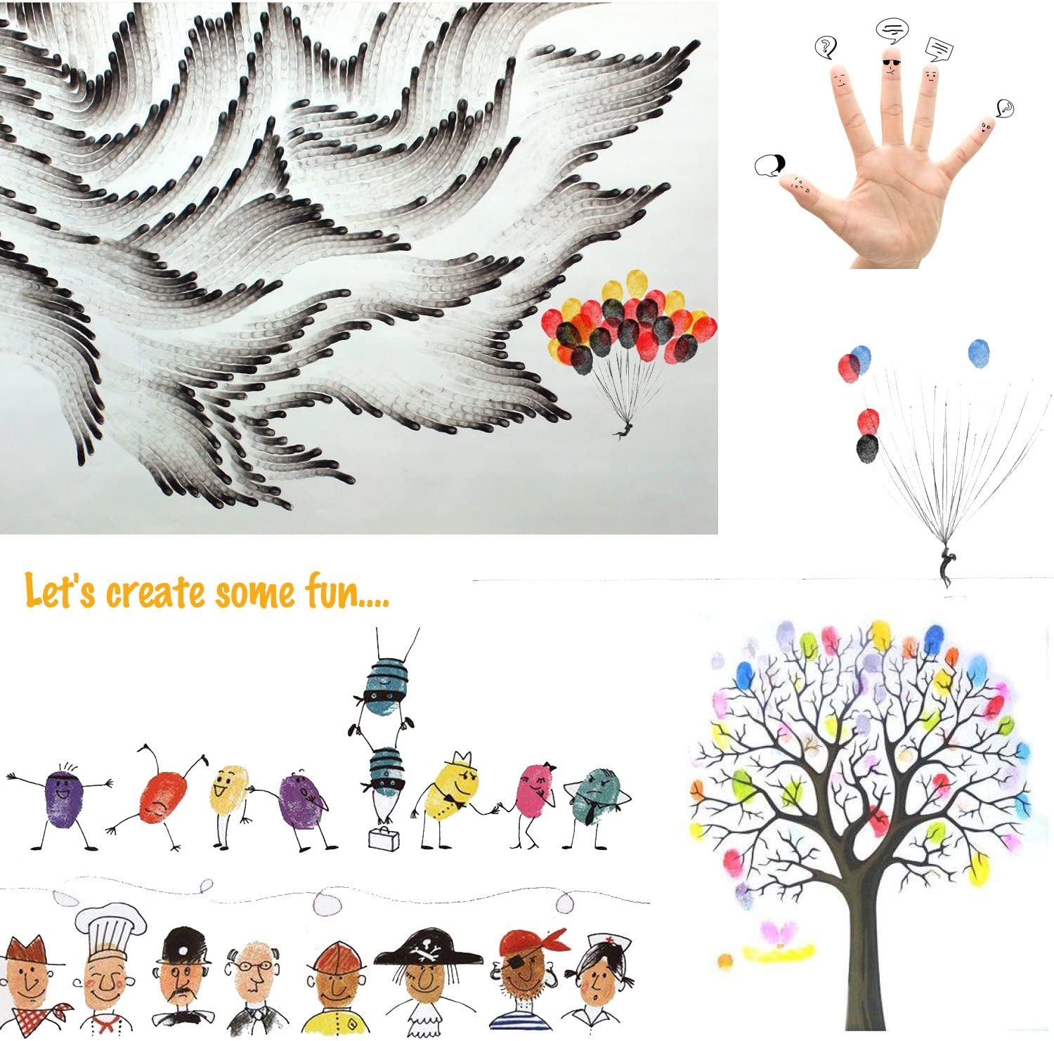 Craft Large Ink Pad Stamps Partner DIY Color,8 Colors Rainbow Finger Ink Pad for Kids (Pack of 8)