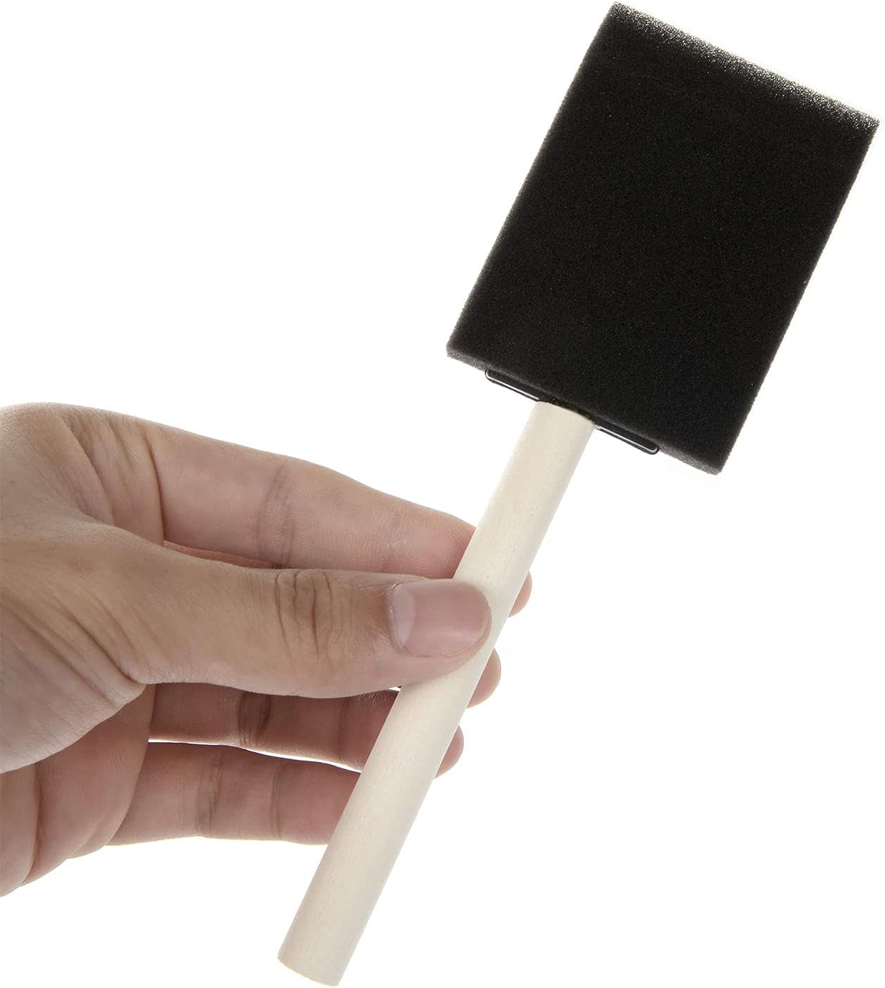 100 Pack 2 Inch Foam Brush Sponge Wood Handle Paint Brush Foam Sponge Brush for Acrylics, Stains, Varnishes, Crafts