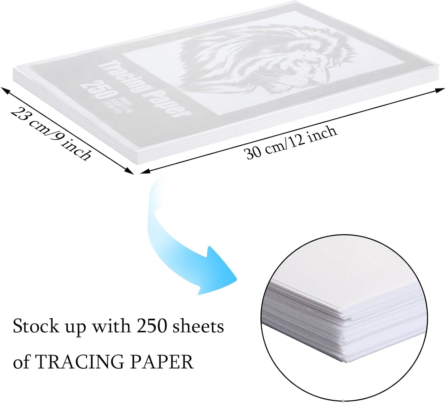 250 Sheets Tracing Paper for Drawing Light up Tracing Paper Pad Translucent Paper Sketching Tracing Paper Pencil Marker Ink DIY Crafts Painting Works(9 X 12 Inch)